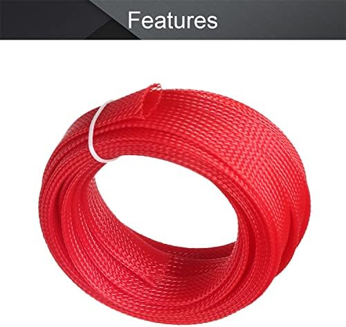 Othmro 5m/16.4ft PET Expandable Braid Cable Sleeving Flexible Wire Mesh Sleeve Red,for Power Cord Audio Video Cables Protecting from Pets Chewing