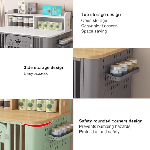 Portable Dog Crate with Storage Board, Dog Toilet, and Universal Wheels - Ideal for Small to Medium Dogs (Grey & White) - Convenient Pet Travel Solution