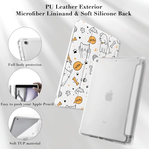 Cute Pets Animal Case for 10.5" iPad Pro(2017)/iPad Air 3, Clear TPU Smart Stand Back Cover with Pencil Holder, Auto Wake/Sleep Foldable Shockproof Protective Case