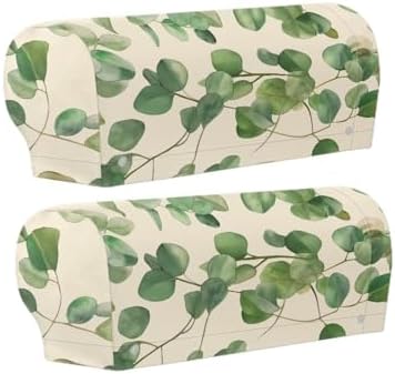 Armrest Covers for Sofa Green Leaf Couch Arm Covers Set of 2 Stretch Armchair Slipcovers for Recliner Protect and Decorate Your Sofa