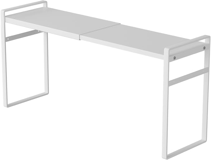 Expandable Medicine Cabinet Organizer, White | Narrow Stackable Storage Trays Holder for Bathroom Mirror Cabinets & Vanity, slim shelf for small spaces,Sturdy Load Capacity