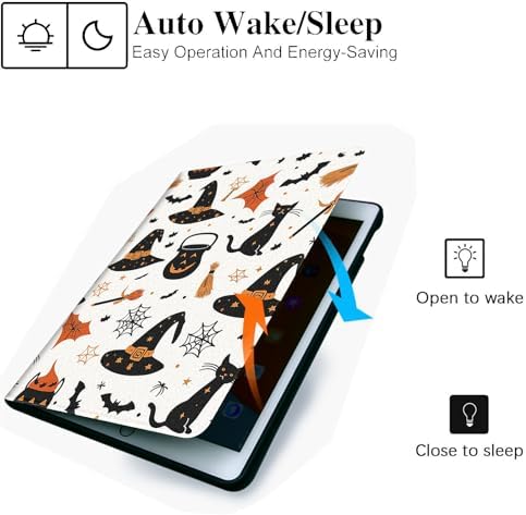 for Microsoft Surface Pro 8-13" 2021 Tablet Case,Auto Wake/Sleep,Adjustable Stand Protective Cover - Halloween Witch Hat Cat