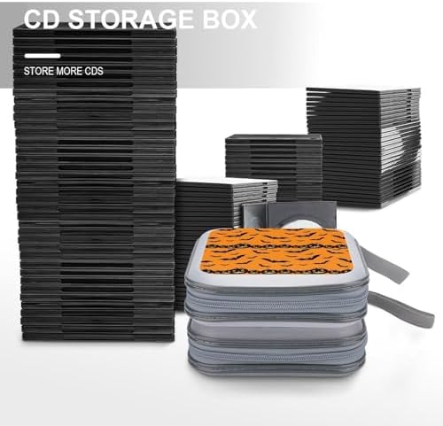 Portable 40-Disc CD Storage Binder Pumpkin Bat Halloween, Hard Case Wallet with Handle, Protective Organizer for Movies Music Travel