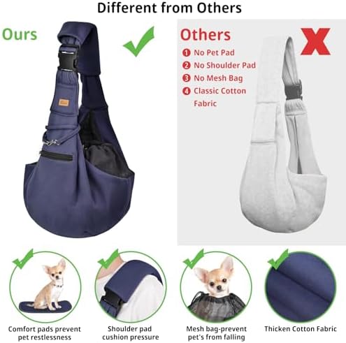 CUBY Dog and Cat Sling Carrier - Hands Free Reversible Pet Papoose Bag - Soft Pouch and Tote Design - Suitable for Puppy, Small Dogs Cats Outdoor