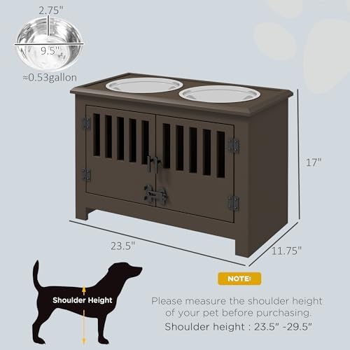 Modern Style Dog Feeding Station, pet Feeding Station Pet Food Storage Cabinet with Elevated Bowls and Dog Food Station Sealed Container, Space-Saving Organizer for Dry Kibble and