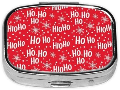 Purse Pill Container Slim Vitamin Organizer Credit-Card Sized Women’s Daily Essential, Santa Claus Laugh Snowflake Christmas Red