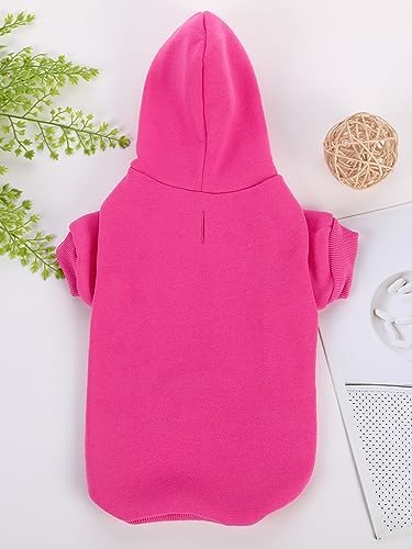 QWINEE Basic Dog Hoodie Sweatshirt Puppy Sweater Warm Cat Costumes Pet Clothes for Chihuahua Puppy Kitten Small Medium Dogs Hot Pink Large
