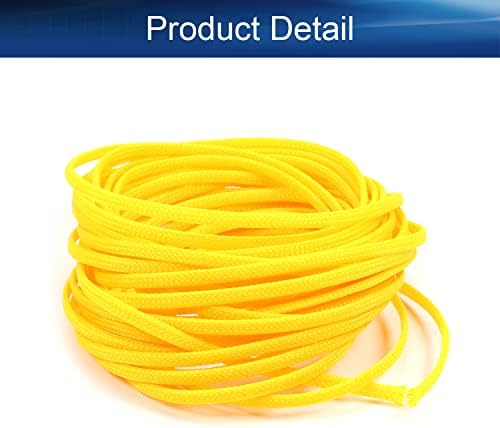 Bettomshin 1Pc 32.8Ft(10m) Cable Management Sleeve, 3/16"(4mm) Width PET Yellow Cord Protector, Wire Loom Tube Insulated Split Sleeving for USB Cable Power Cord Organizer Video Cable Hider