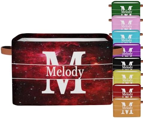 Personalized Storage Basket Initial Letter, Watercolor Red Universe