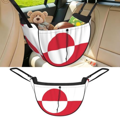 Greenland Flag Car Seat Organizer-Backseat Storage Bag for Travel | Waterproof Durable. Holds Snacks Gear Essentials. Fits Most Cars.