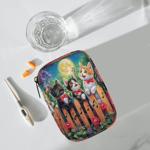Pill Organizer Box Garden Cat Moon 7-Day Weekly Medicine Pill Case Travel Pill Container Portable Pill Holder Storage Purse Bag Small Compact Size for Vitamin Supplement Birth Control