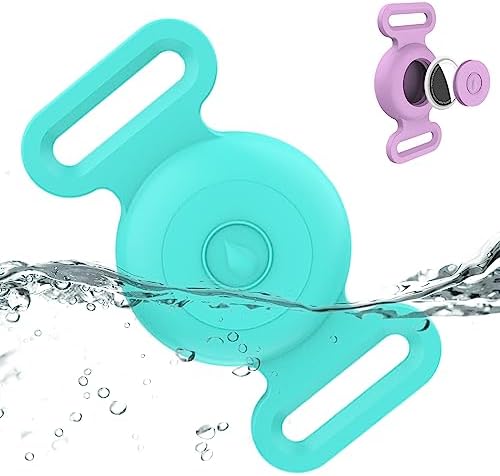Waterproof Dog Collar with Airtag (1st & 2nd Gen) Holder, 1 Pack | Lightweight Silicone Hidden AirTag Holder for Dog Collar, Anti-Lost AirTag Case for Pet Cat Dog (Mint Green)