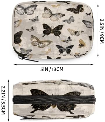Travel Pill Organizer Vintage Gold Black Butterfly Small Pill Case