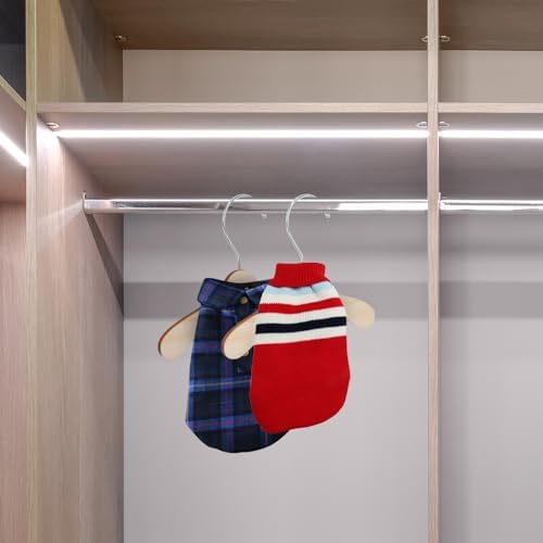 10pcs Small Wooden Pet Hangers 8.66inch Wear-Resistant Dog and Cat Clothes Hangers Portable Closet Organizers for Supplies