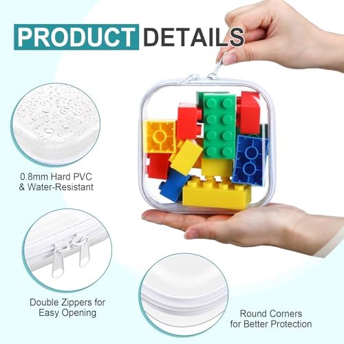 12 Pcs Clear Hard Zipper Case Back to School,5 x 5 x 2”