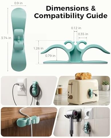 6 PCS Cord Organizer for Appliances, Upgraded Kitchen Appliance Cord Organizer Stick On Appliance Wire Organizer Wire Wrap for Kitchen Appliances Mixers, Coffee Maker, Pressure Cooker, Air Flyer
