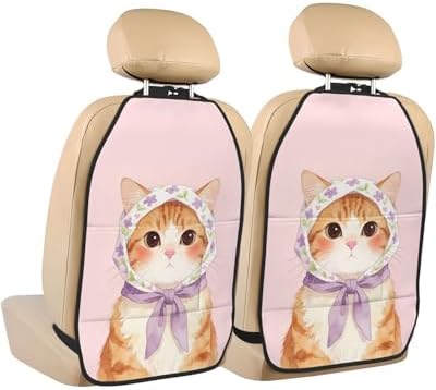Car Seats Back Protector 2 PCS - Country Cat | with 3 Storage Pockets, Shield Seats From Dirt, Mud Scratches, Fits Cars SUVs Trucks and Jeeps
