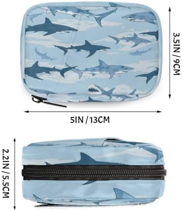 Travel Pill Organizer Navy Sharks Swimming Small Pill Case