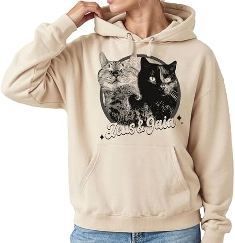 Chillever Personalized Dog Potrait Hoodie, Custom Photo Dog Mom Shirt, Sweatshirt, Gift for Dogs Cat Lovers
