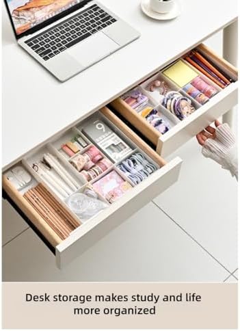 9 Compartments 4-Way Expansion Drawer Storage Box - Removable Divider for Space Saving and Organization for Cosmetics, Kitchen Utensils and Office Desk Essentials