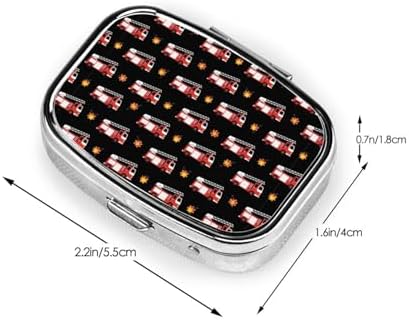 Custom Pill Box Engraved Medicine Organizer Personalized Gifts Pharmacist Nurse Retirement Present, Fire Fighters Red Fire Truck Cartoon