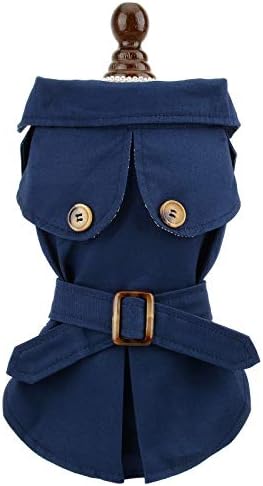 PAIDEFUL Trench Coat for Small Dogs, Blue, M