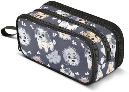 Cartoon Pet Dog Pencil Case Large Capacity Pen Bag School Office Stationery Organizer Zipper Pencil Pouch for Teen Girls Boys Adult