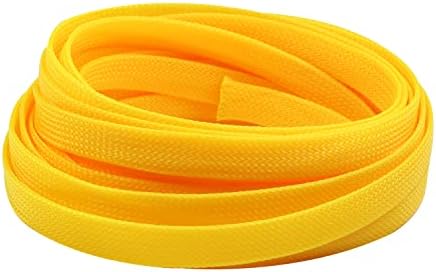Jutagoss PET Expandable Braided Cable Sleeve, 16.4ft - 1/2 inch Yellow Cable Management Sleeve, Wire Loom Tube Cord Protector for USB Cable, Power Cord, Audio Video and More, 1Pc
