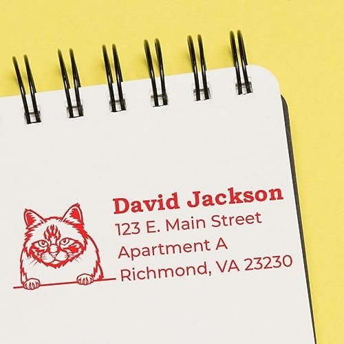 Peeking Birman Cat Self-Inking Return Address Stamp - Custom Rubber Stamp | Self-inking body. Customised Address Stamp for Pet Lover Gifts. Birman Cat Return Address Rubber Stamp. 4 case colors.