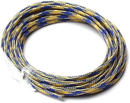 Jutagoss PET Expandable Braided Cable Sleeve, 16.4ft - 3/16 inch Blue Yellow Cable Management Sleeve, Wire Loom Tube Cord Protector for USB Cable, Power Cord, Audio Video and More, 1Pc