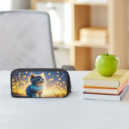 Cute Pet Scene Large Pencil Case, Durable Pen Bag Zipper Organizer Pouch for Office Travel for Women Men