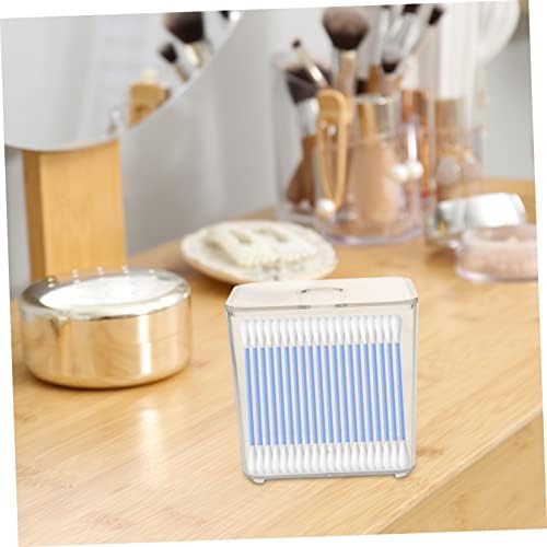 Cabilock 2Pcs Portable Clear Cotton Swab Holder Stackable Makeup Organizer for Cotton Balls Pads Swabs Pet Storage Box for Bathroom Office Kitchen Use