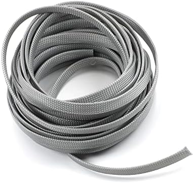 Bettomshin 1Pc 32.8Ft(10m) Cable Management Sleeve, 3/8"(10mm) Width PET Grey Cord Protector, Wire Loom Tube Insulated Split Sleeving for USB Cable Power Cord Organizer Video Cable Hider