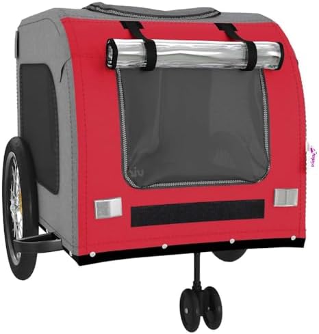 Pet Bike Trailer for Small Dogs, Foldable Bicycle Cargo Trailer with Quick-Release Wheels and Safety Flag, Orange and Gray