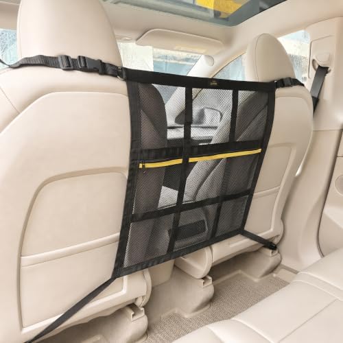 Dog Car Barrier for SUV, Truck & Sedan, Safer Driving | Double-Layer Car Divider for Dogs with Mesh Organizer, Car net for dogs, Breathable & Easy to Install