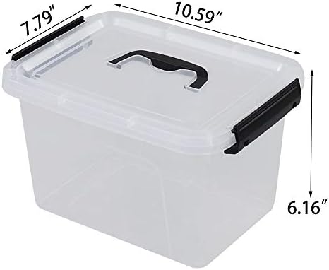 Farmoon 6 Quart Clear Lidded Storage Bin, Plastic Container Box, 6 Packs
