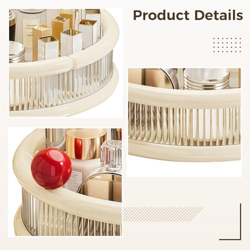 360° Rotating Vanity Organizer, Large Capacity Perfume Display Tray for Dresser, Transparent Multi functional Skincare Storage Holder, Round Countertop Cosmetic Accessory for Bathroom