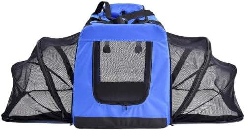 Pet Life ® 'Hounda Accordion' Metal Soft-Folding Collapsible Dual-Sided Triple-Expandable and Collapsible Folding Travel Dog Crate and Pet Playpen