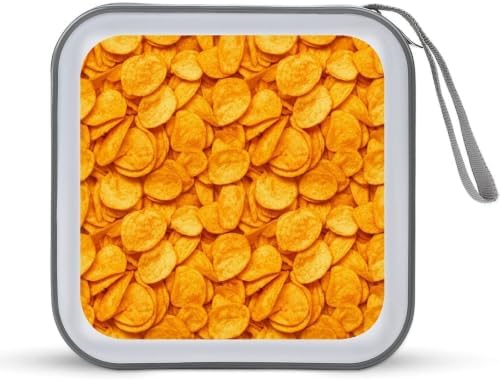 CD Case Holder for Car Potato Chips Food 40 Capacity Zipper Disc Wallet | DVD Organizer Storage Binder, Potato Chips Food Shockproof, Hard Plastic, Portable Hand Strap