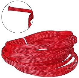 Othmro 16.4ft PET Flexible Expandable Braided Cable Sleeves 0.23inch Width Wire Loom Sleeving and Organizer Flexible Wire Mesh Sleeves for TV Audio PC Cords from Pets Chewing Red