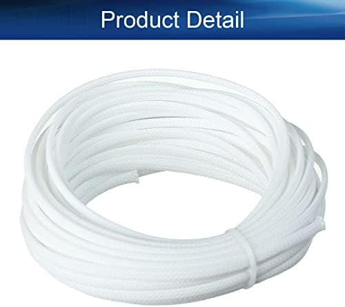 Bettomshin 1Pc 32.8Ft(10m) Cable Management Sleeve, 3/16"(4mm) Width PET White Cord Protector, Wire Loom Tube Insulated Split Sleeving for USB Cable Power Cord Organizer Video Cable Hider