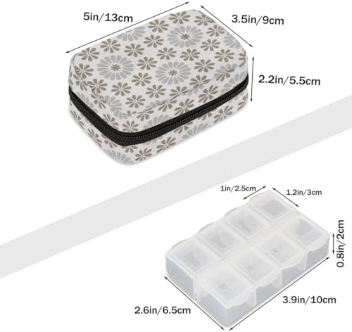 Pill Organizer Box Mandala Bohemian Flowers 7-Day Weekly Medicine Pill Case Travel Pill Container Portable Pill Holder Storage Purse Bag Small Compact Size for Vitamin Supplement Birth Control