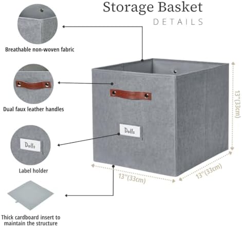 DECOMOMO Storage Bins, Cube Storage Bin with Labels