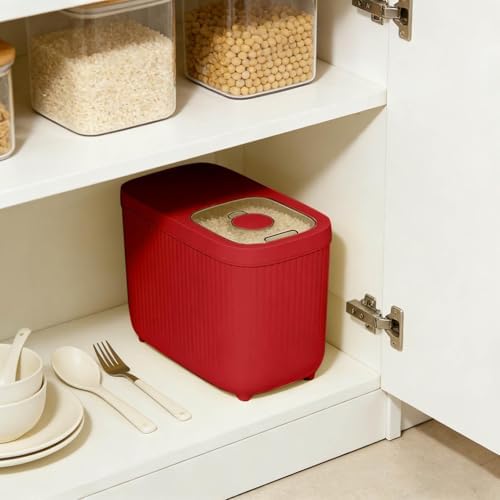 Airtight Rice Storage Container, Dry Food Dispenser with Transparent Sealed Lid for Kitchen Pantry Organization for Storing Rice, Cereal, Flour, Pet Food and Other Dry Ingredients (Green, L)