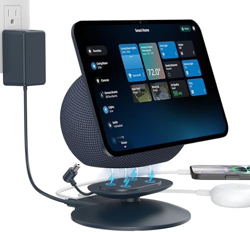 HomeMount Show 11 Stand, Magnetic Adjustable Charging Stand with USB-C & USB-A Ports, 270° Swivel Base, Fits Show 11 and 2025 Show 8, for Phones & Earbuds (Charging-Graphite)