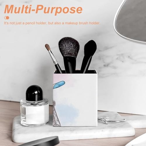 Cute Desktop Stationery Organizer Makeup Brush Cup Ballet Dancer Ballerina Eiffel Tower Leather Pen Holder