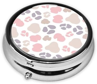 Portable Pill Box, Cute Round Container, Mini Organizer for Daily Meds, Purse Pocket Case for Commute Scenarios, Pink Rose Gold Cheetah Skin Wild Animal Leopard Print