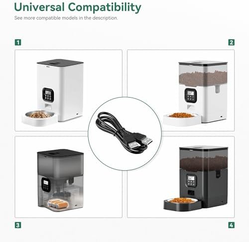 USB Power Cord Compatible with VOLUAS VL007 Cat Feeder Pet Food Dispenser