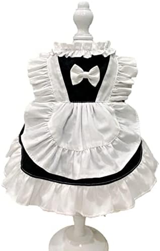 Pet Maid Outfit Cat Princess Dresses Adorable Costume for Cats Dogs Birthday Party, Black White S
