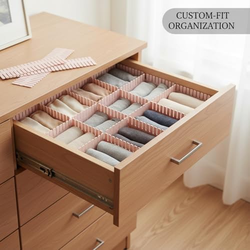 Adjustable Drawer Divider Plate, Modular PP Plastic Organizer for Dresser & Kitchen Drawers, Customizable Compartment Fit (1 Pack)